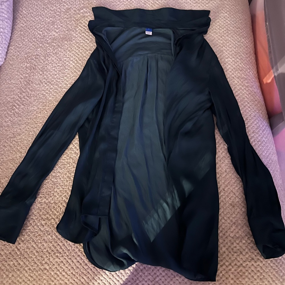 Emerald Green Long-Sleeve Silk Blouse